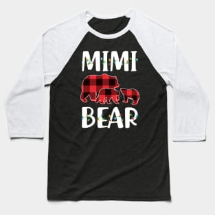 Mimi Bear Red Plaid Christmas Pajama Matching Family Gift Baseball T-Shirt